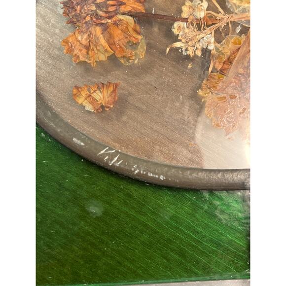 Artist Signed Pressed Flower Stained Glass Panel Oval Cottagecore Decor - Picture 8 of 8